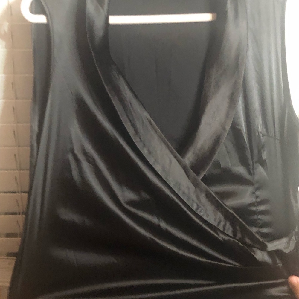 Elegant Black Satin Sleeveless Top